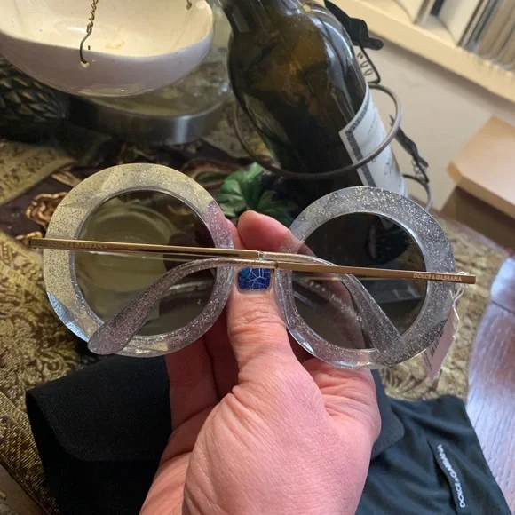 SOLD⛔️Authentic DOLCE & GABBANA 50 round Glitter Acetate metal sunglasses - Picture 3 of 11